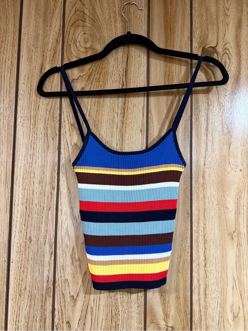 Boutique tank NWT size large Striped Ribbed Tank Top in Multi-Color